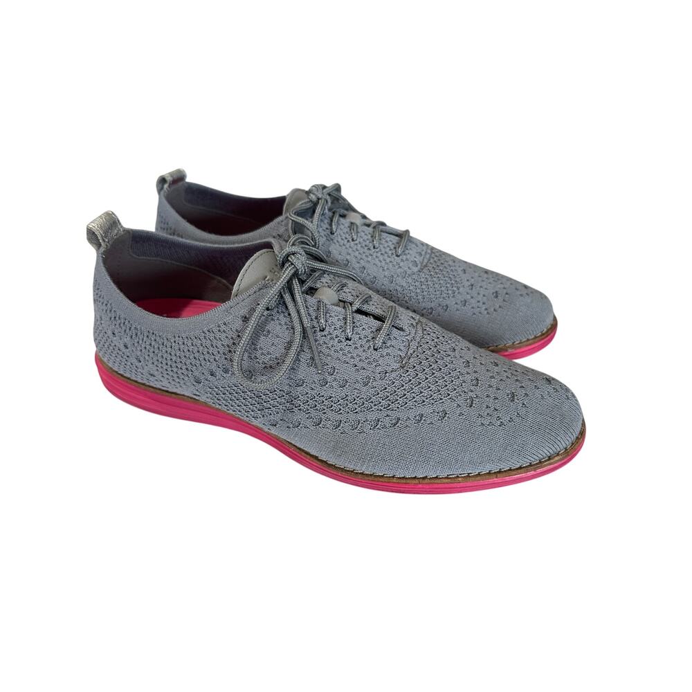 Cole Haan OriginalGrand Stitchlite Wingtip Oxfords Gray Pink Knit Shoes 10.5B